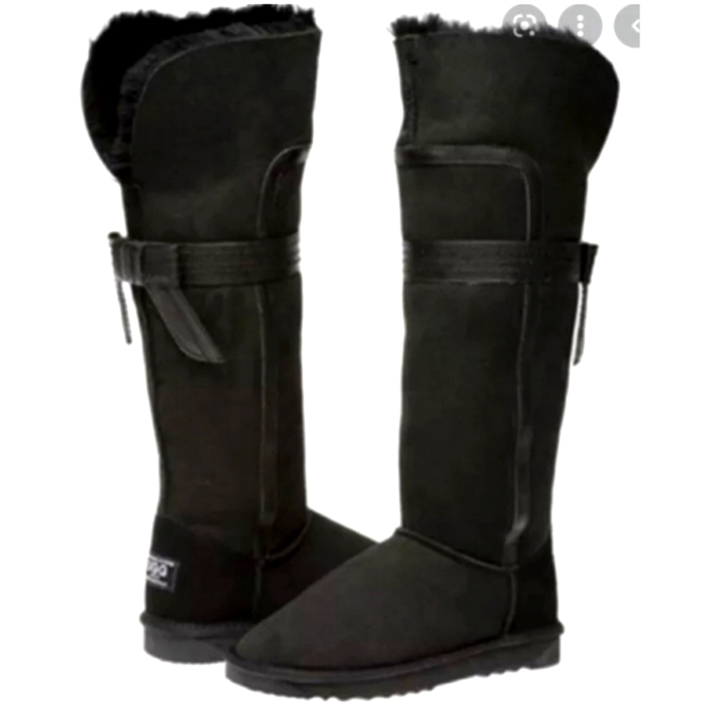 Ugg Genevieve Over The Knee Boots Suede Leather Fur Bows Designer #183